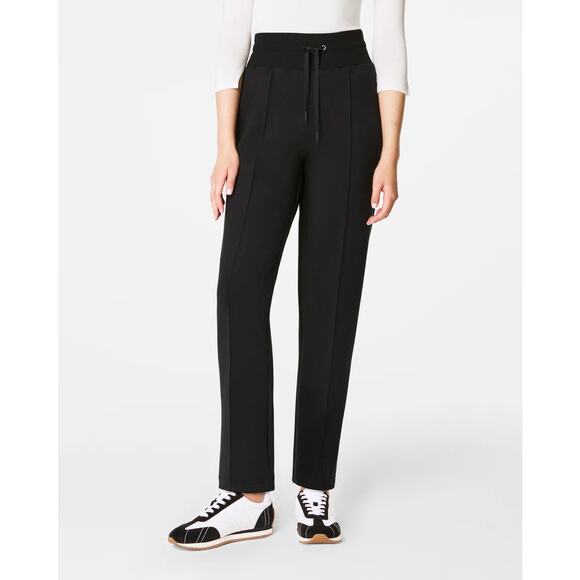 SPANX Sz SP Air Essentials Luxe Tapered Pant Black Wide Leg Track Pants GREAT! - Picture 1 of 10